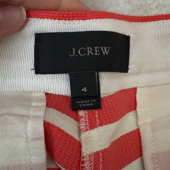 J. Crew | Shorts | J Crew Orangered And White Striped Shorts Size 4 - Picture 6 of 8